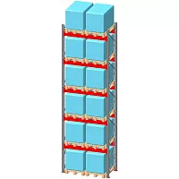 Стеллаж паллетный фронтальный СП 6500(Н)х2200х1100х120х2,5 мм (на ярус 2 финпаллеты по 800 кг)